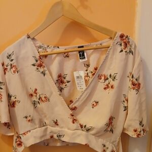 Windsor Floral Blush Wrap Crop Top